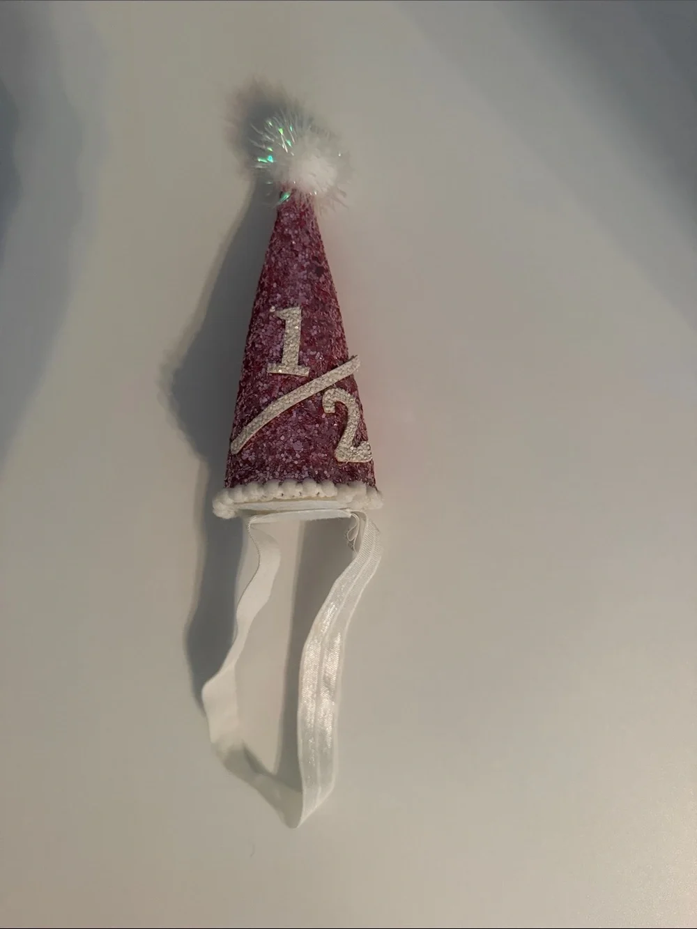 1/2 Birthday Glitter Cone Hat - Pink